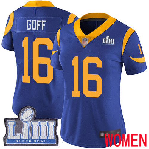 Los Angeles Rams Limited Royal Blue Women Jared Goff Alternate Jersey NFL Football 16 Super Bowl LIII Bound Vapor Untouchable